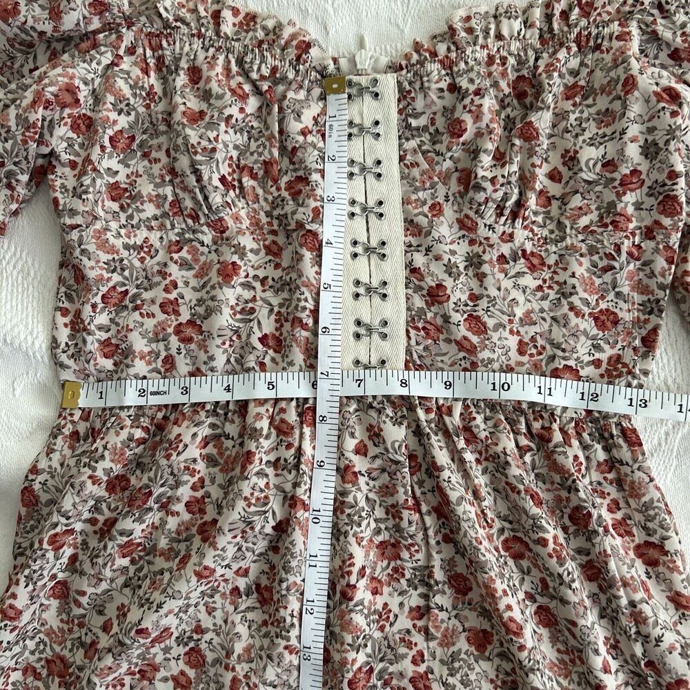 Romantic Cottagecore ASOS SAINT GENIES HOOK & EYE FLORAL ROSE MINI DRESS SIZE 4 - Picture 9 of 16